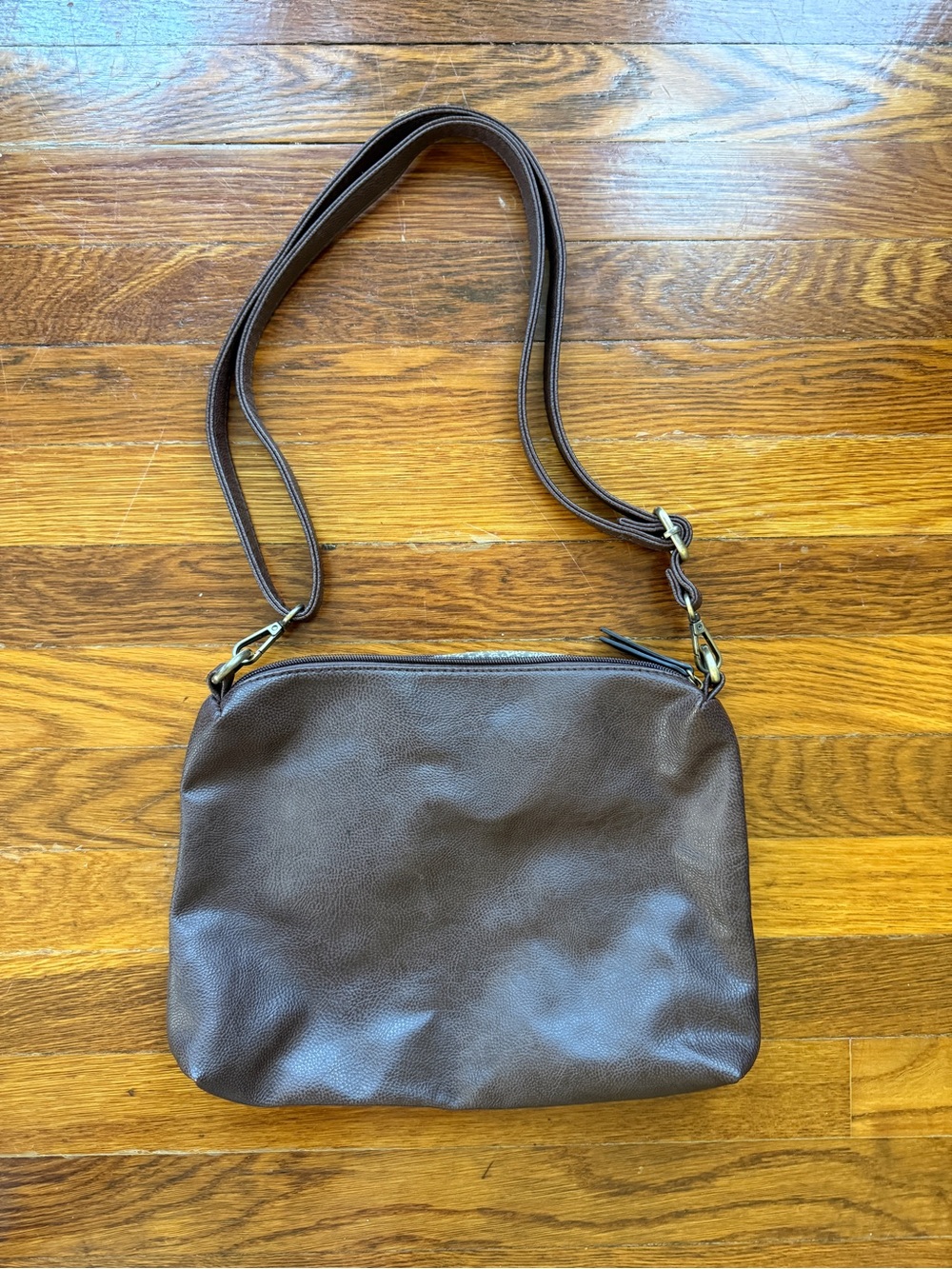 Joy Susan Brown Vegan Leather Crossbody Shoulder Bag